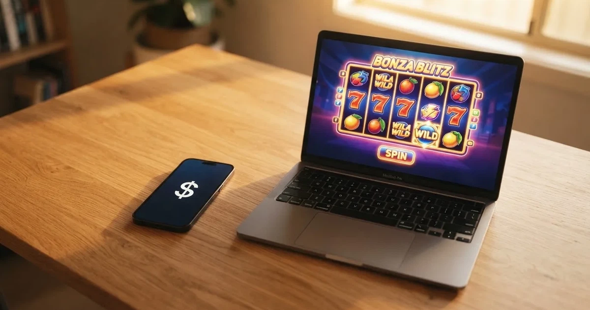 A smartphone screen showing a digital wallet balance next to a laptop cashier page.