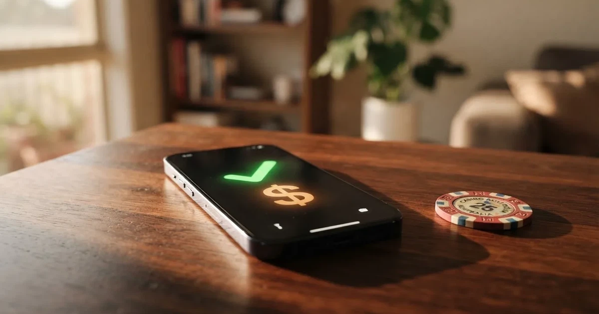 A phone displaying a bank transfer confirmation screen next to a stack of Australian dollar notes.