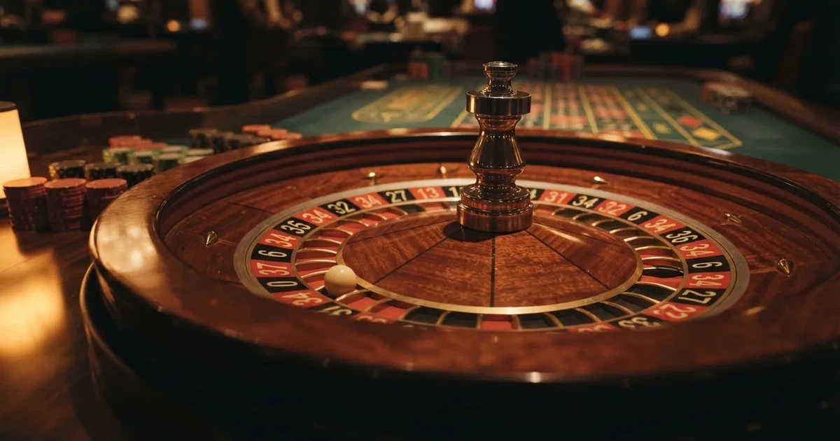 A close-up of a roulette wheel with the ball settling into a numbered pocket.